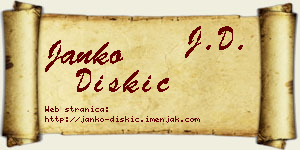 Janko Diskić vizit kartica